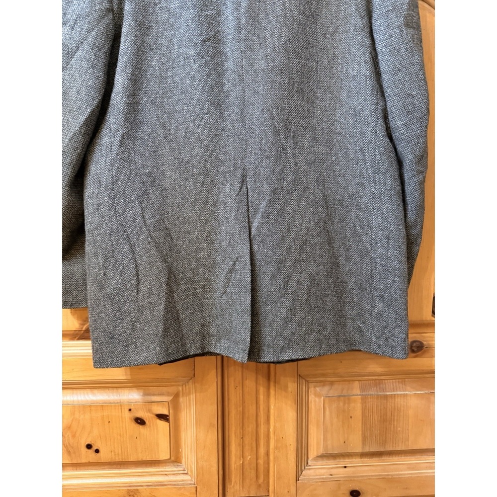 Lands End 42R Gray Herringbone Merino & Lambswool Tweed Blazer Jacket Sport Coat - Picture 8 of 16